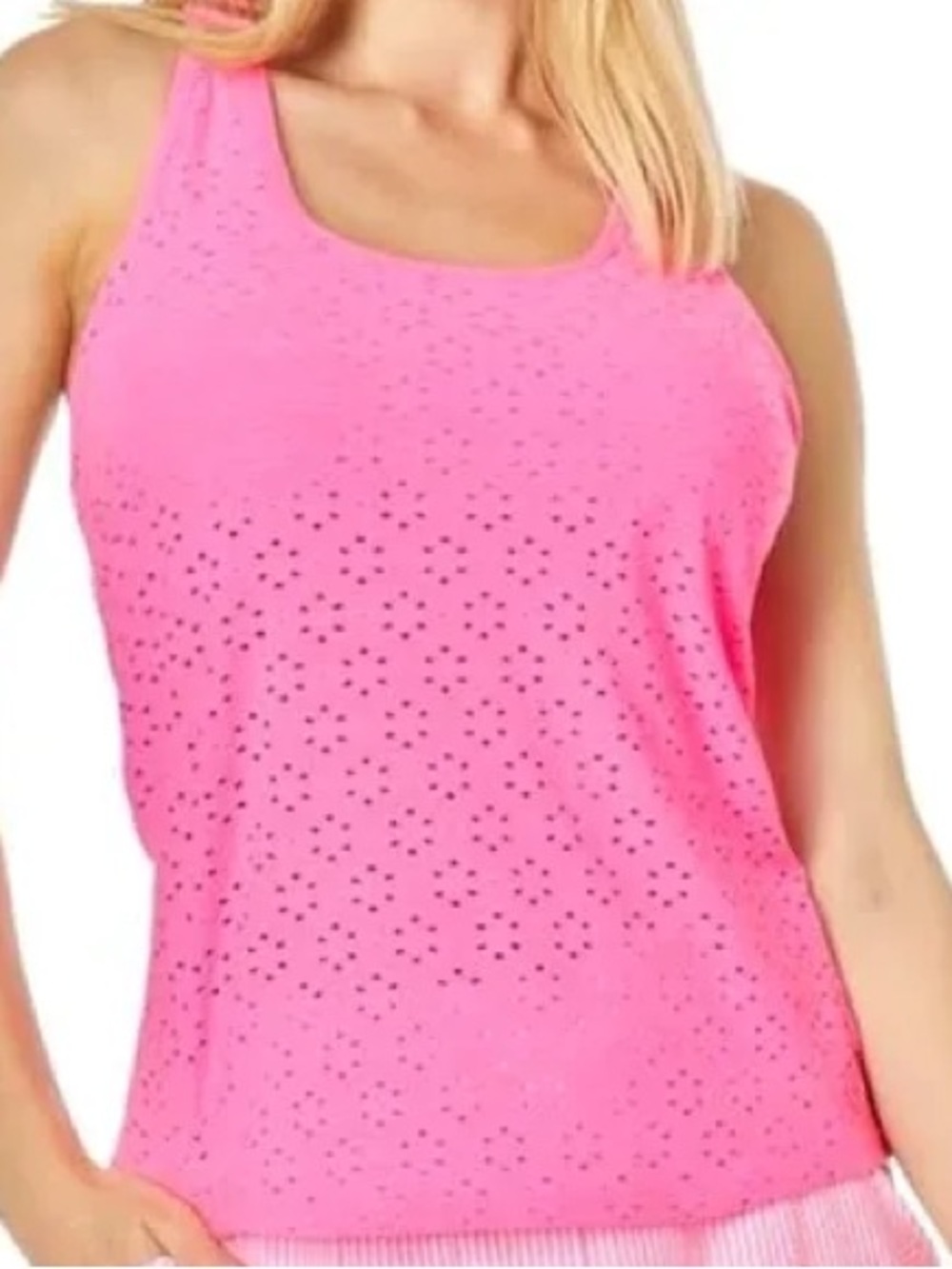 Lilly Pulitzer Luxletic Pink Eyelet Racerback Tank Top Size Small